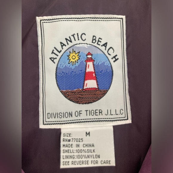 Vintage 100% Silk Purple Beaded Zip Up Jacket Long Sleeve by Atlantic Beach - Picture 12 of 12